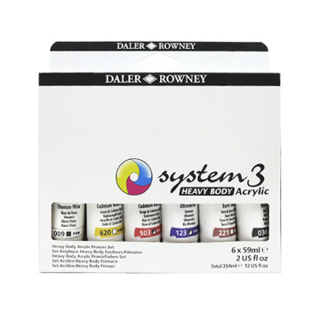 DALER ROWNEY SYSTEM 3 HEAVY BODY PROCESS SET - 6 ACRÍLICOS DE CUERPO ESPESO COLORES BASICOS