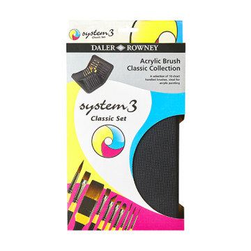 DALER ROWNEY SYSTEM 3 SET CLASSIC - ÉTUI 10 PINCEAUX SYNTHÉTIQUES POUR HUILE ET ACRYLIQUE