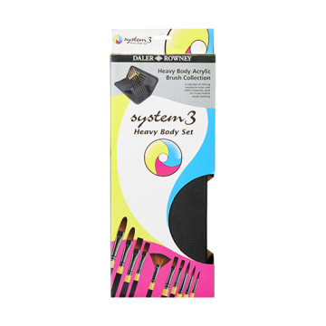 DALER ROWNEY SYSTEM 3 SET HEAVY BODY - ASTUCCIO 10 PENNELLI SINTETICI PER OLIO E ACRILICO
