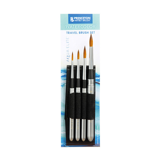 PRINCETON AQUA ELITE SET 4 RUNDE SYNTHETISCHE REISEPINSEL KURZER STIEL SERIE 4850TRSET