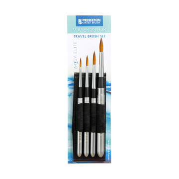 PRINCETON AQUA ELITE SET 4 PENNELLI TONDI SINTETICI DA VIAGGIO SERIE 4850TRSET