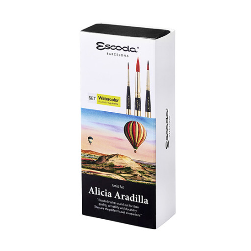 ESCODA ALICIA ARADILLA SET WITH CASE + 3 TRAVEL BRUSHES SERIES 8624-1