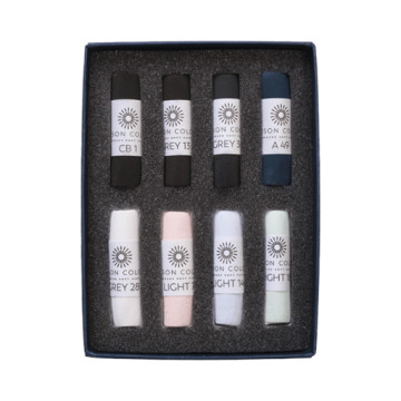 UNISON SOFT PASTELS SET CONTRASTO - SCATOLA CARTONE 8 MEZZI PASTELLI MORBIDI