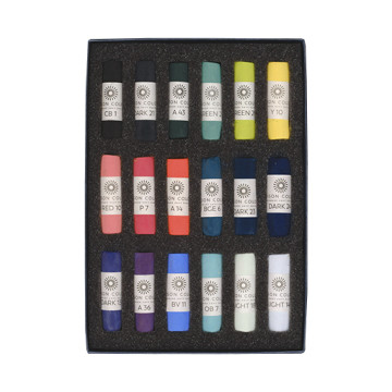 UNISON SOFT PASTELS SET CIELI SCURI - SCATOLA CARTONE 18 PASTELLI MORBIDI