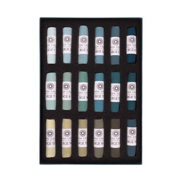 UNISON SOFT PASTELS SET BLU VERDE TERRA - SCATOLA CARTONE 18 PASTELLI MORBIDI