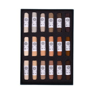 UNISON SOFT PASTELS SET MARRONE TERRA (COLORI 1 A 18) - SCATOLA CARTONE 18 PASTELLI MORBIDI