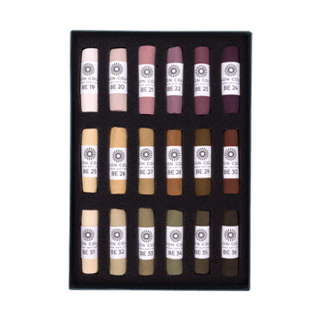 UNISON SOFT PASTELS SET MARRONE TERRA (COLORI 19 A 36) - SCATOLA CARTONE 18 PASTELLI MORBIDI