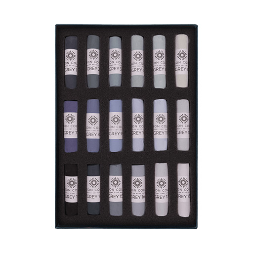 UNISON SOFT PASTELS SET GRISES COLORES 1 A 18 - CAJA CARTÓN 18 PASTELES SUAVES