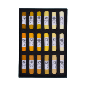 UNISON SOFT PASTELS SET GIALLO - SCATOLA CARTONE 18 PASTELLI MORBIDI