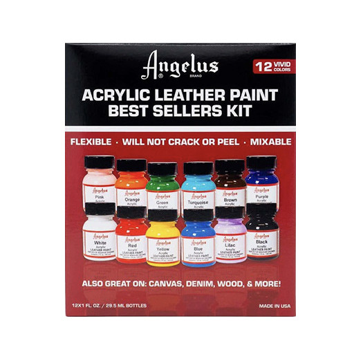 ANGELUS BEST SELLERS KIT - SET 12 ACRYLFARBEN FÜR LEDER