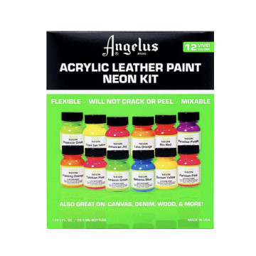 ANGELUS NEON COLOUR KIT - SET 12 COLORI ACRILICI NEON PER PELLE