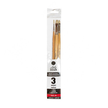 TITAN ARTS SET 3 PENNELLI SETOLA NATURALE CHUNGKING MANICO LUNGO