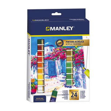 MANLEY PITTURA ACRILICA SET 24 COLORI TUBETTI DA 12 ML