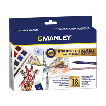 MANLEY SET DA SKETCH CON ACQUERELLI + ACCESSORI