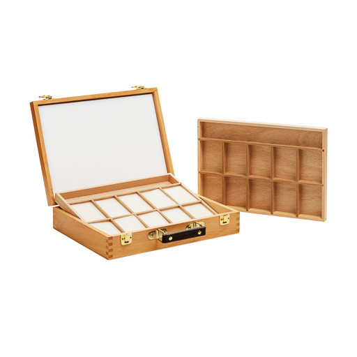 RAW ART MATERIALS HERMES HOLZKASTEN LEER MIT 2 SCHALEN FÜR PASTELLE