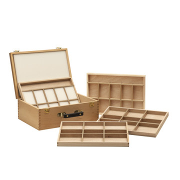 RAW ART MATERIALS HERMES SCATOLA LEGNO VUOTA CON 4 VASSOI PER PASTELLI