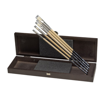 DA VINCI CHUNEO SCATOLA LEGNO 5 PENNELLI PER OLIO E ACRILICO SERIE 4044
