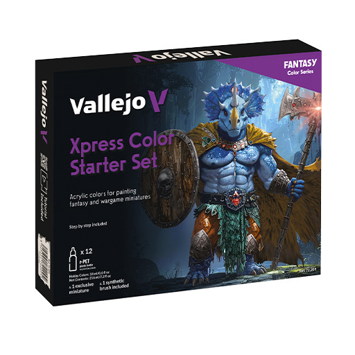VALLEJO XPRESS COLOR STARTER SET OF 12 COLOURS + MINIATURE + BRUSH + GUIDE