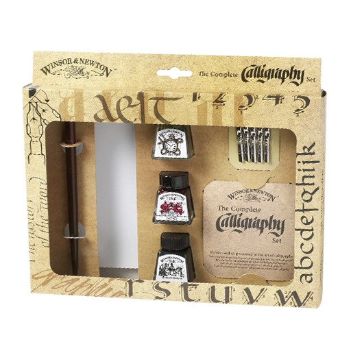 WINSOR & NEWTON COMPLETE CALLIGRAPHY SET - 3 X 14 ML INKS + ACCESSORIES