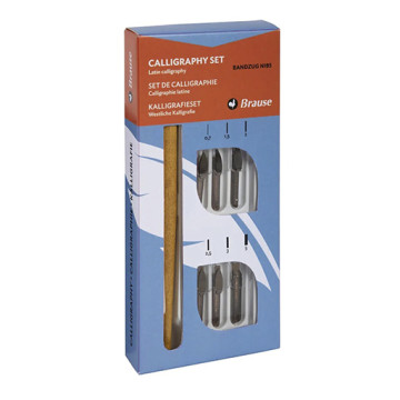 BRAUSE SET 6 PLUMILLAS BANDZUG PARA CALIGRAFÍA + PORTAPLUMILLAS