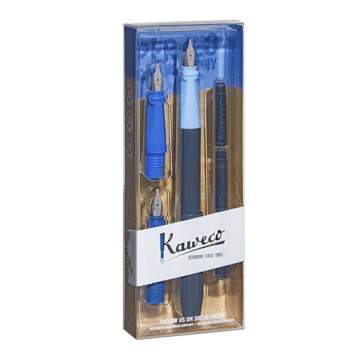 KAWECO PERKEO SET PENNA STILOGRAFICA BLU + 3 PENNINI PER CALLIGRAFIA
