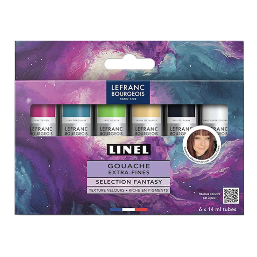LEFRANC BOURGEOIS LINEL GOUACHE EXTRA FINE SET FANTASY 6 TUBES 14 ML