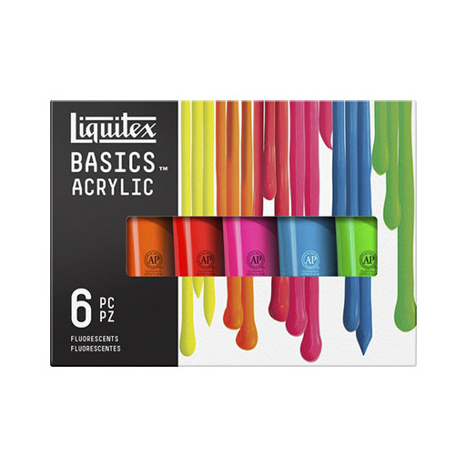 LIQUITEX BASICS COLORI ACRILICI SET COLORI FLUORESCENTI 6 TUBETTI 118 ML