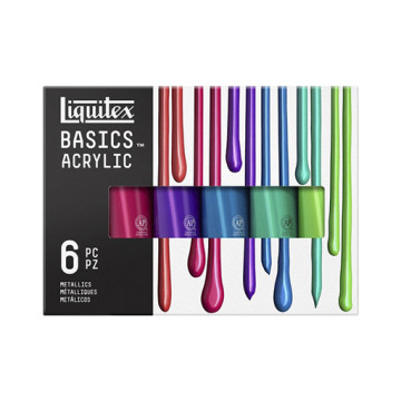 LIQUITEX ACRÍLICO BASICS SET COLORES METÁLICOS 6 TUBOS 118 ML