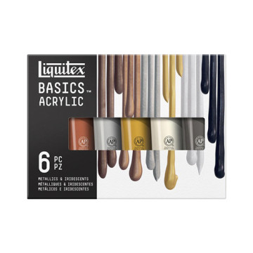 LIQUITEX BASICS COLORI ACRILICI SET COLORI METALLICI IRIDESCENTI 6 TUBETTI 118 ML