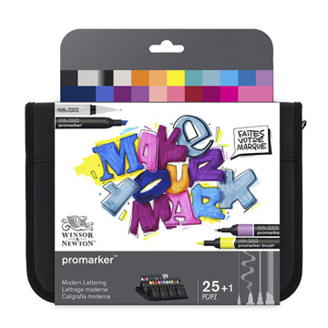WINSOR & NEWTON PROMARKER MODERN LETTERING SET OF 25 MARKERS + CASE