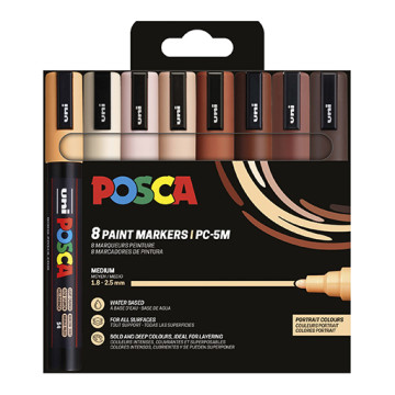 UNI POSCA PC-5M 8P SET 8 MARCATORI 1.8-2.5 MM - COLORI RITRATTO
