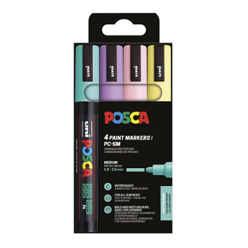 UNI POSCA PC-5M 4C SET - 4 MARKERS 1.8-2.5 MM - SOFT COLOURS