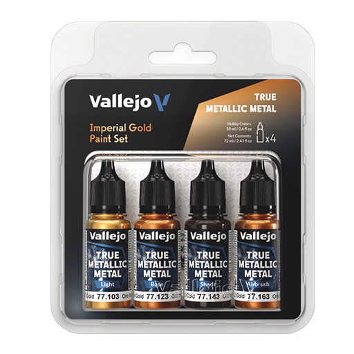 VALLEJO TRUE METALLIC METAL - IMPERIAL GOLD SET MIT 4 METALLIC ACRYLFARBEN
