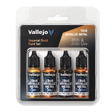 VALLEJO TRUE METALLIC METAL - IMPERIAL GOLD PAINT SET - 4 METALLIC ACRYLIC COLOURS