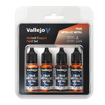 VALLEJO TRUE METALLIC METAL - ANCIENT COPPER PAINT SET - 4 METALLIC ACRYLIC COLOURS