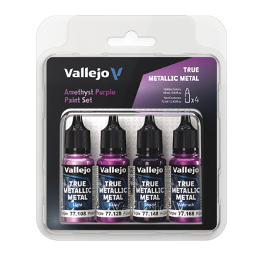 VALLEJO TRUE METALLIC METAL - AMETHYST PURPLE PAINT SET - 4 METALLIC ACRYLIC COLOURS