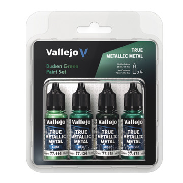 VALLEJO TRUE METALLIC METAL SET VERDE CUPO 4 COLORI ACRILICI METALLICI