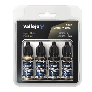 VALLEJO TRUE METALLIC METAL - GEALTERTES METALL SET MIT 4 METALLIC ACRYLFARBEN