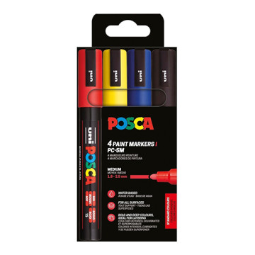UNI POSCA PC-5M 4P SET 4 MARCATORI 1.8-2.5 MM - COLORI DI BASE