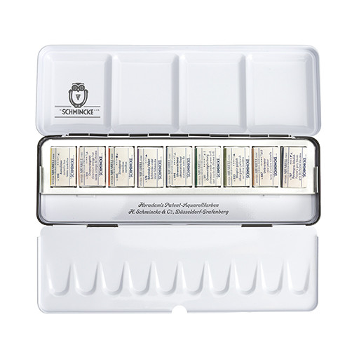 SCHMINCKE HORADAM RETRO SET COLORES TÉCNICOS - CAJA METÁLICA 9 GODETS COMPLETOS