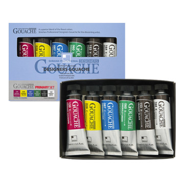 SHINHAN PROFESSIONAL DESIGNERS GOUACHE PRIMARY SET 6 COLORI PRIMARI TUBETTI 15 ML