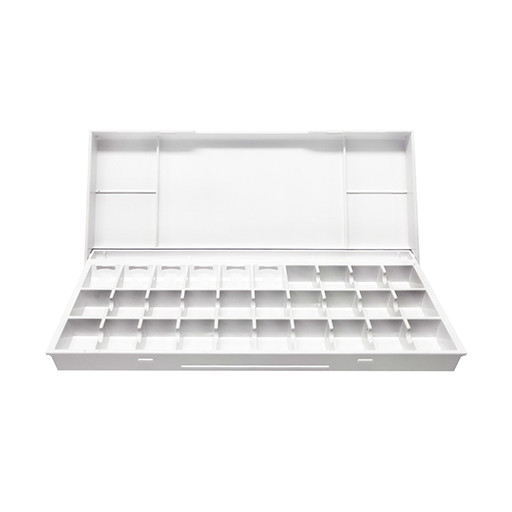SHINHAN PROFESSIONAL WATERCOLOR PALETTE - LEERER AQUARELL-PALETTENKASTEN AUS KUNSTSTOFF FÜR 24 HALBE NÄPFCHEN + 6 FARBMULDEN