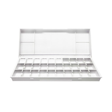 SHINHAN PROFESSIONAL WATERCOLOR PALETTE - LEERER AQUARELL-PALETTENKASTEN AUS KUNSTSTOFF FÜR 24 HALBE NÄPFCHEN + 6 FARBMULDEN
