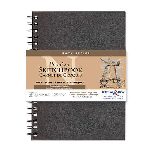 STILLMAN & BIRN NOVA SERIES BEIGE PREMIUM SKETCHBOOK - CARNET SPIRALÉ COUVERTURE RIGIDE PAPIER BEIGE MULTI-TECHNIQUES 150 G