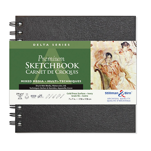 STILLMAN & BIRN DELTA SERIES PREMIUM SPIRAL SKETCHBOOK - HARDCOVER IVORY WHITE MIXED MEDIA PAPER 270 G