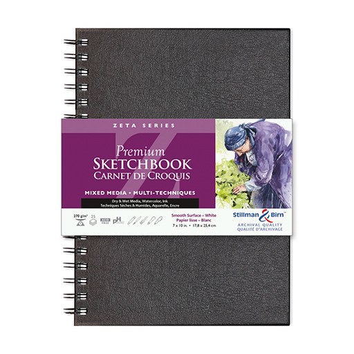 STILLMAN & BIRN ZETA SERIES PREMIUM SPIRAL SKETCHBOOK - HARDCOVER WHITE MIXED MEDIA PAPER 270 G