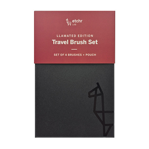 ETCHR TRAVEL BRUSH SET - RED CASE + 4 SYNTHETIC TRAVEL BRUSHES - LIMITED EDITION