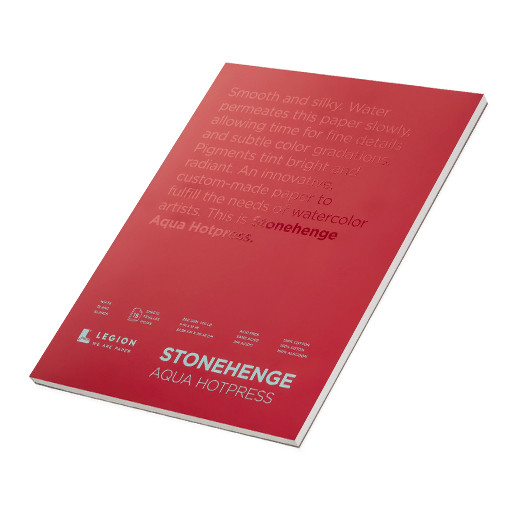 LEGION PAPER STONEHENGE AQUA HOT PRESS - BLOCCO CARTA ACQUERELLO 100% COTONE 300 G - GRANA SATINATA