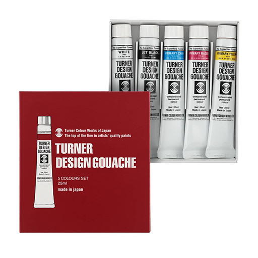 TURNER DESIGN GOUACHE STARTER SET OF 5 X 25 ML TUBES