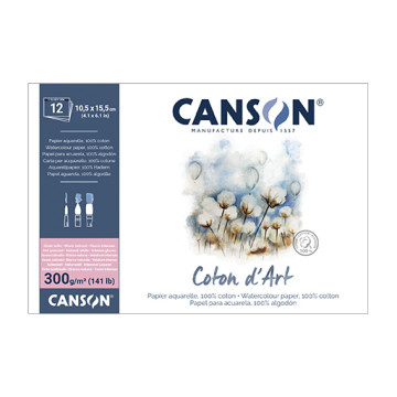 CANSON COTON D'ART BLOCCO PER ACQUERELLO COLLATO 1 LATO 300 G